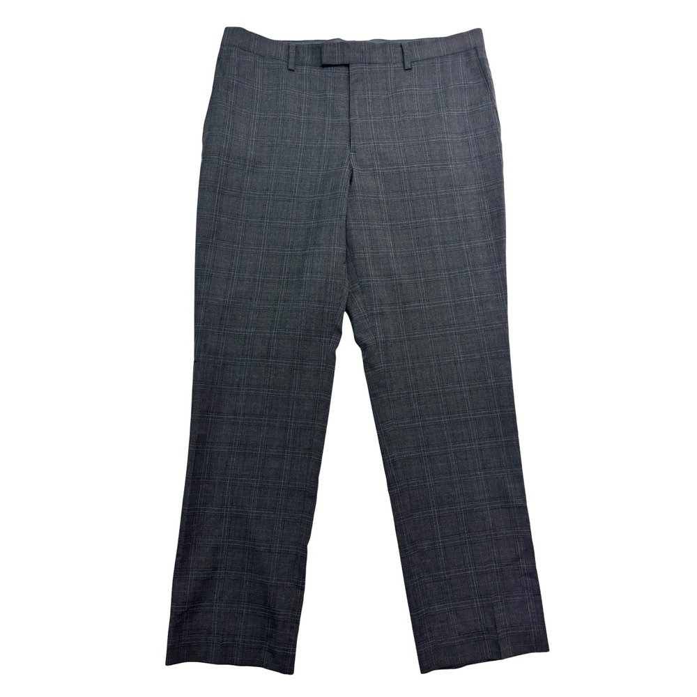 Banana Republic 34x30 Gray‎ Windowpane Plaid Dress Suit Pants Trousers Wool Mens